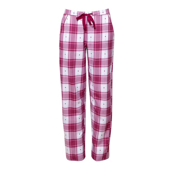 Cyberjammies Burgandy/White Susie Woven Heart Dobby Check Pyjama Pant