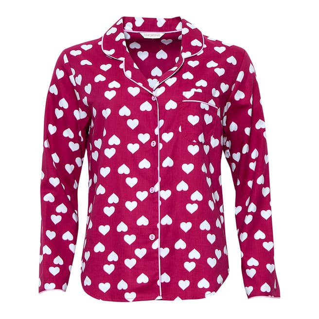 Cyberjammies Pink Susie Woven Long Sleeve Heart Print Pyjama Top