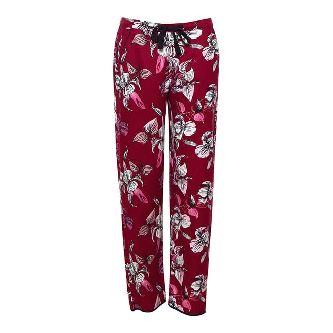 Cyberjammies Burgandy/Pink Alice Woven Floral Print Pyjama Pant