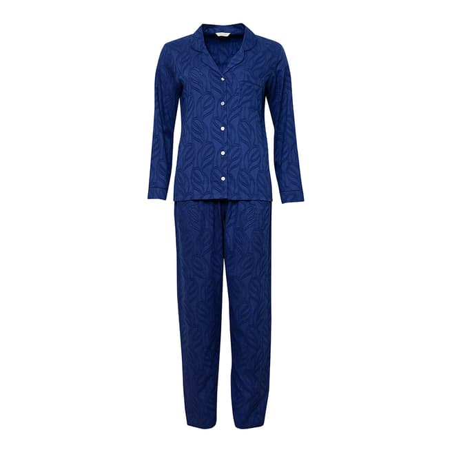 Cyberjammies Blue Thea Woven Long Sleeve Jacquard Dobby Pyjama Set