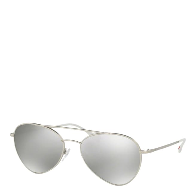 Prada Men's Silver Prada Linea Rossa Sunglasses