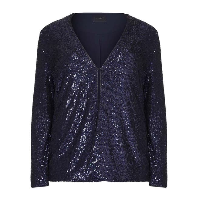 Live Unlimited Navy Edge To Edge Sequin Top