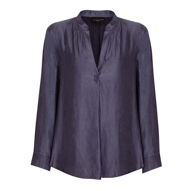 Live Unlimited Navy Relaxed Satin Shirt