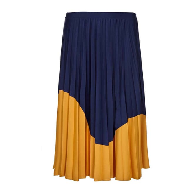 Live Unlimited Navy/Yellow Colour Pleat Skirt