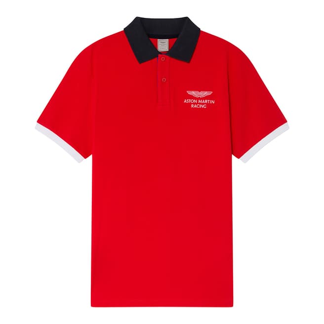 Hackett London Red AMR Collar Cotton Polo Shirt