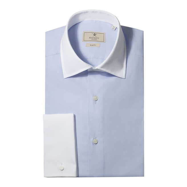 Hackett London Blue Contrast Collar Cotton Shirt