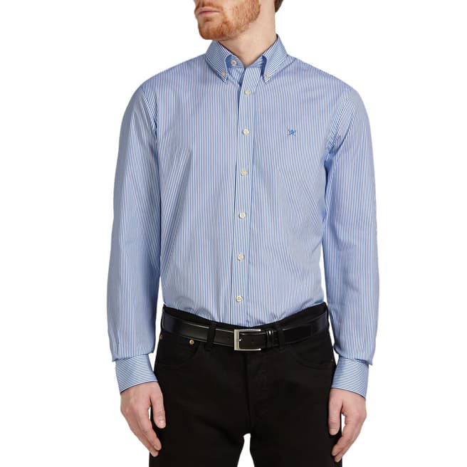 Hackett London White/Blue Classic Stripe Cotton Shirt