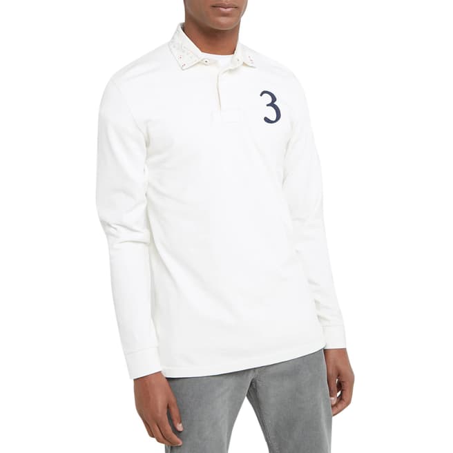Hackett London White Patch Cotton Rugby Shirt