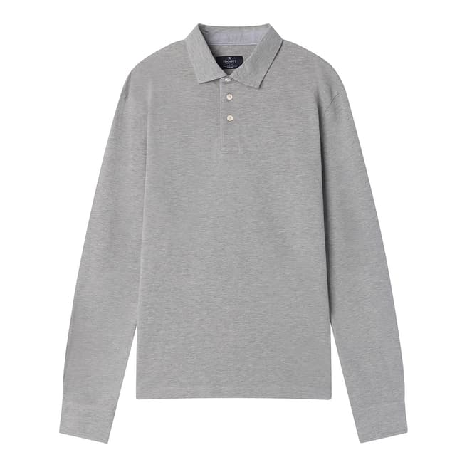 Hackett London Grey Marl Cotton Stretch Polo Shirt