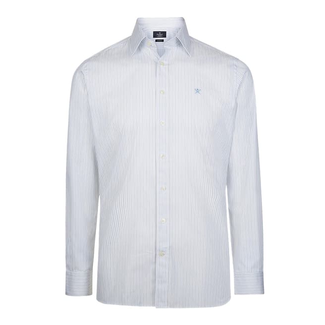 Hackett London Green/Blue Stripe Classic Cotton Shirt