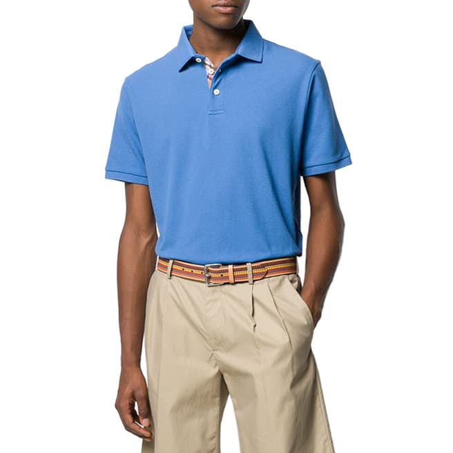 Hackett London Blue Trimmed Cotton Polo Shirt