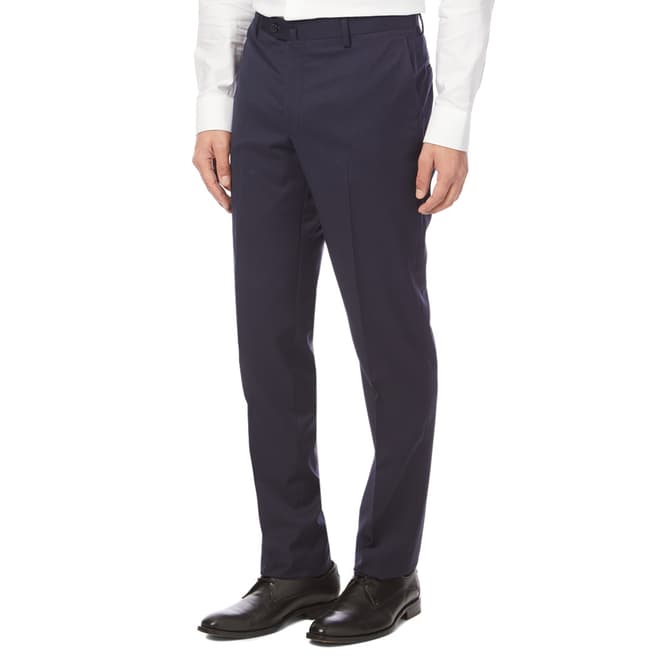 Hackett London Navy Twill Pocket Wool Suit Trousers