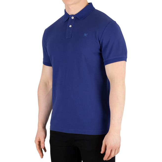 Hackett London Dark Blue Logo Slim Cotton Polo Shirt