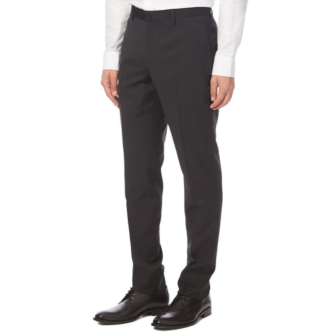 Hackett London Charcoal Plain Twill Wool Suit Trousers