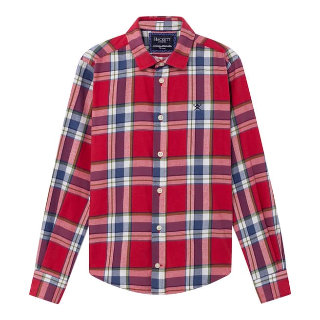 Hackett London Older Red Long Sleeved Plaid Shirt