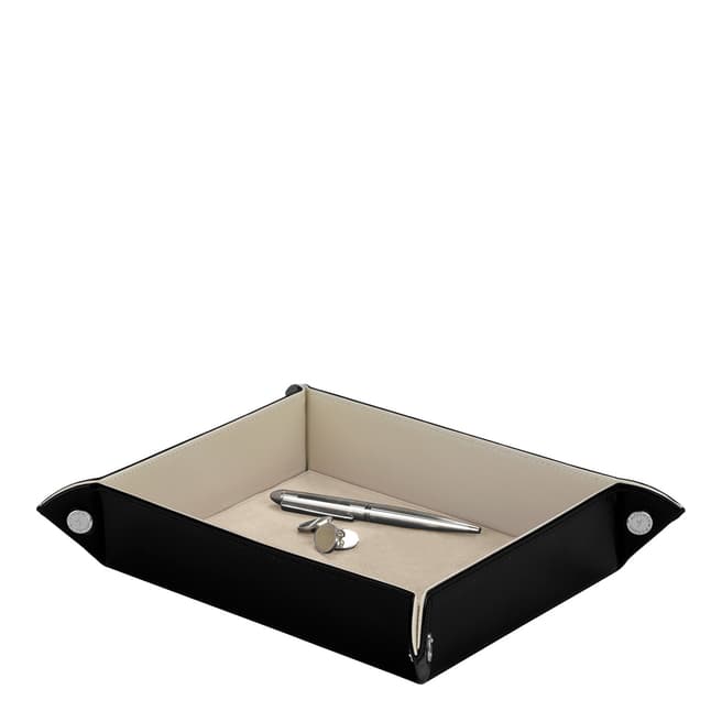 Aspinal of London Tidy Tray Black EBL/Stone Suede Lrg