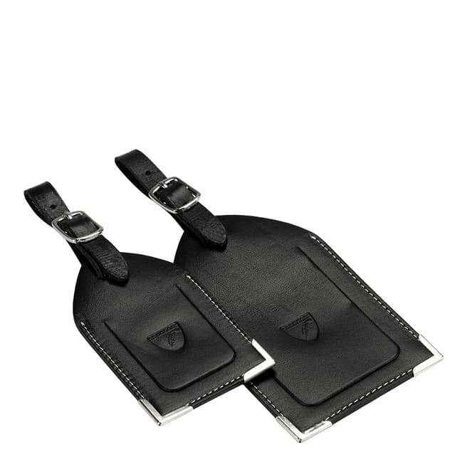 Aspinal of London Black Set of 2 Luggage Tags
