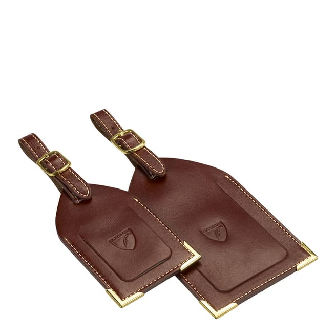 Aspinal of London Set of 2 Cognac Luggage Tags