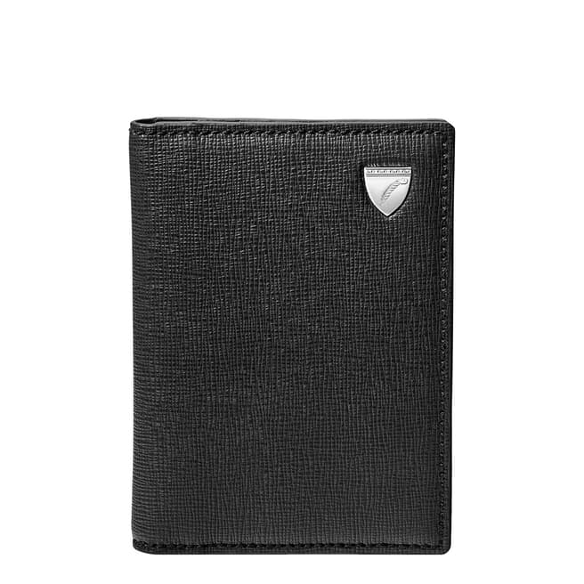 Aspinal of London Business Card Holder Shield Black Saffiano/Smooth