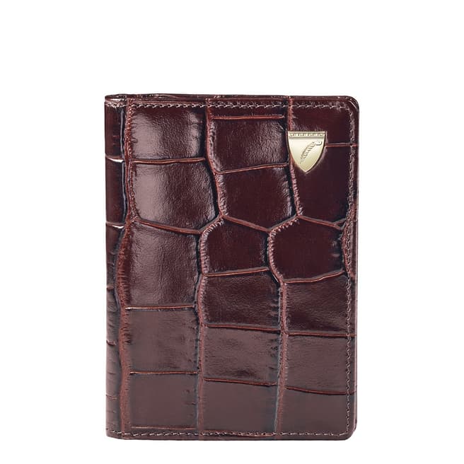 Aspinal of London Amazon Brown Croc Double Fold CC Case