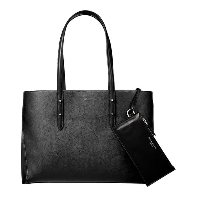 Aspinal of London Regent A Tote Black Saffiano/Red Suede