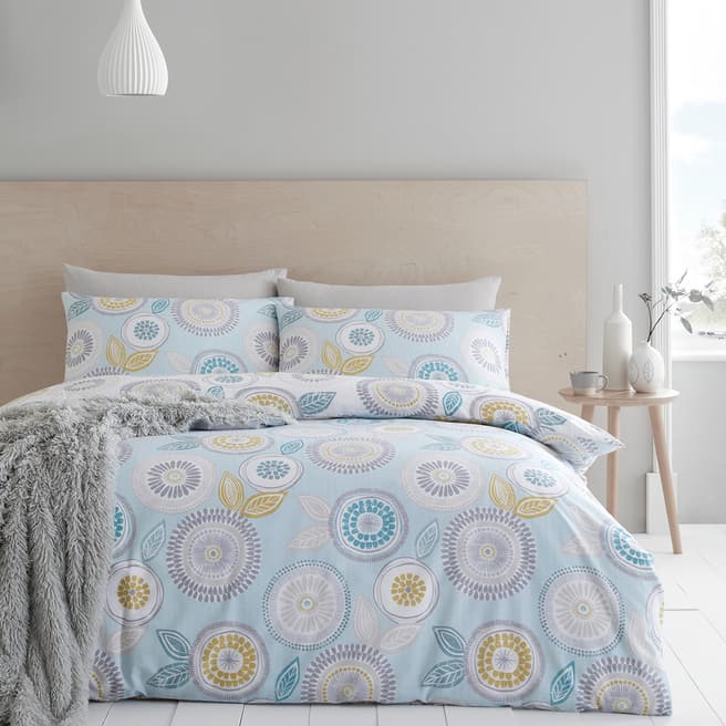 Catherine Lansfield Anja Floral Double Duvet Cover Set, Duck egg