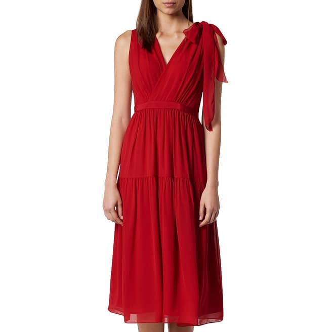 L K Bennett Red Abigail Evening Silk Dress