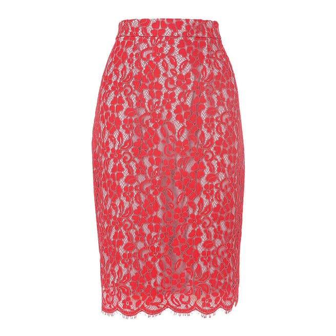 L K Bennett Pink Ward Lace Skirt