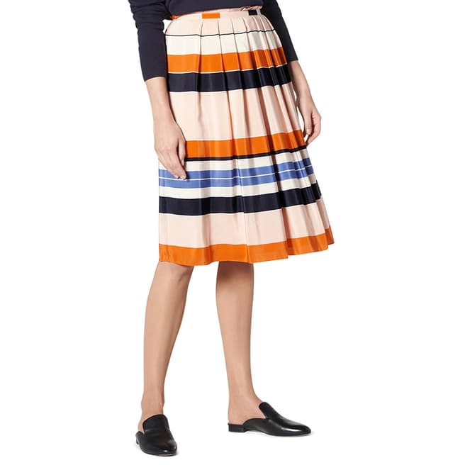 L K Bennett Orange/Multi Caitlyn Stripe Silk Skirt