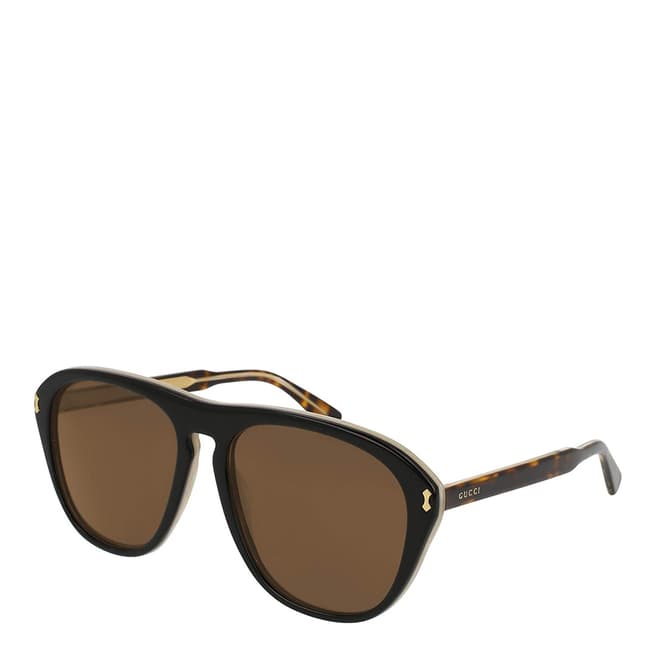 Gucci Men's Brown Gucci McQueen Sunglasses 56mm