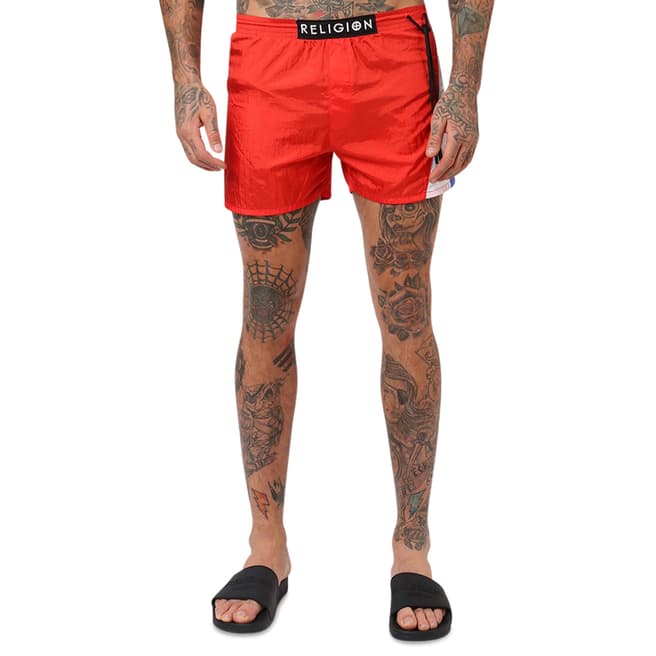 Religion Red Fitted Flash Shorts