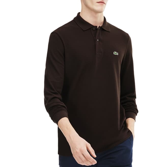 Lacoste Brown Classic Long Sleeve Cotton Polo Shirt