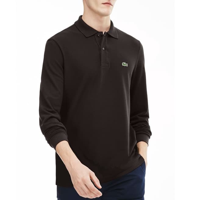 Lacoste Dark Brown Classic Long Sleeve Cotton Polo Shirt