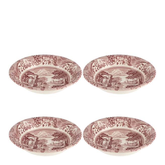 Spode Set of 4 Cranberry Italian Cereal Bowls, 20cm