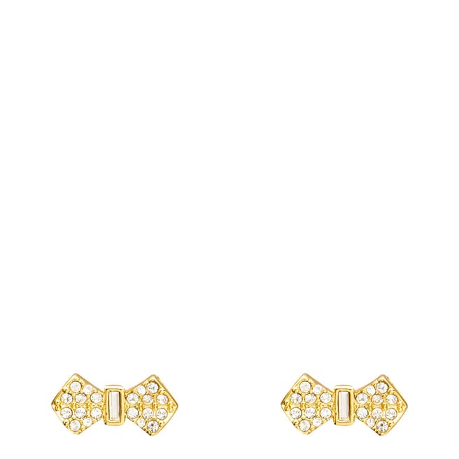 Ted Baker Pale Gold Tone Sersi Solitaire Pave Bow Stud Earrings