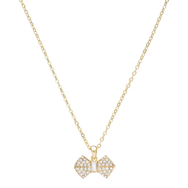 Ted Baker Pale Gold Tone Sanra Solitaire Pave Bow Pendant Necklace