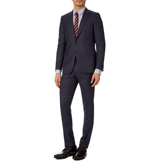 PAUL SMITH Blue/Grey Check Soho Wool Suit