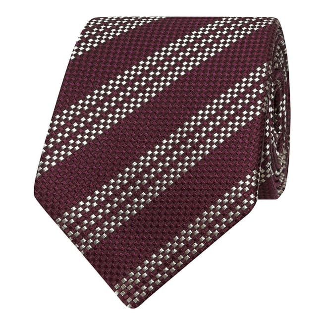 T M Lewin Burgundy Textured Stripe Tie