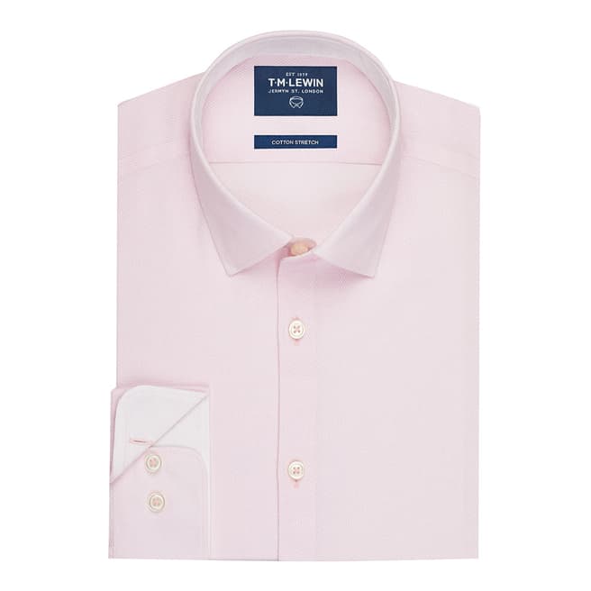 T M Lewin Pink Leno Weave Slim Fit Shirt