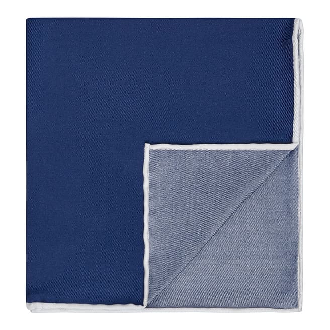T M Lewin Blue Contrast Silk Pocket Square
