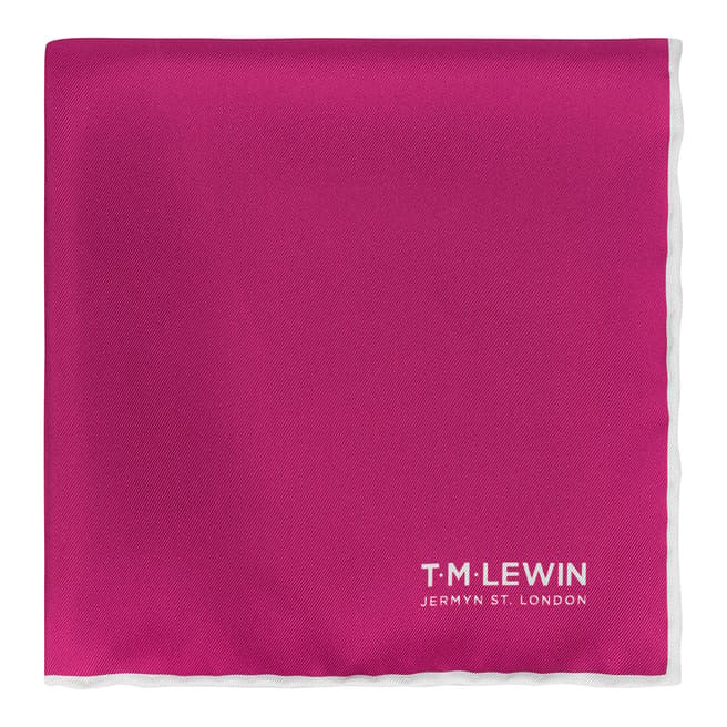 T M Lewin Fuchsia Plain Silk Pocket Square