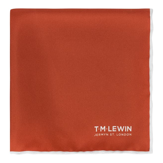 T M Lewin Rust Plain Silk Pocket Square