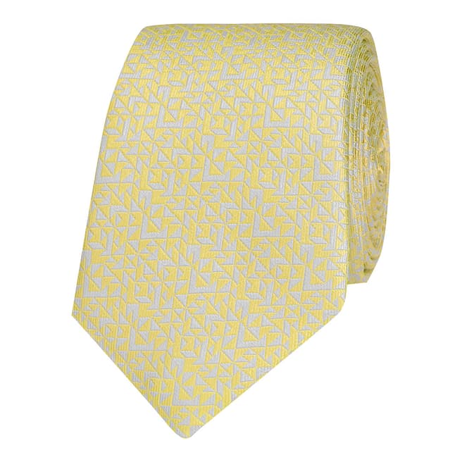 T M Lewin Yellow Abstract Triangle Silk Slim Tie