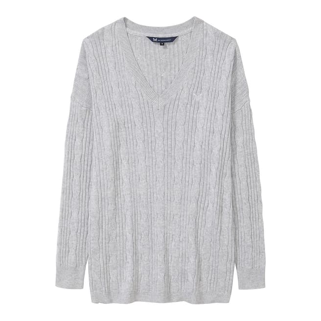 Crew Clothing Grey Harrogate Cable Jumper