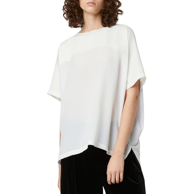 French Connection White Tanja Satin Boat Top