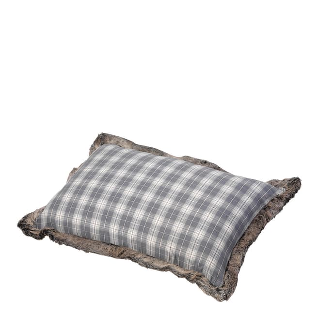 House Of Paws Grey Tweed Faux Fur Cushion Dog Bed 109x73x25cm