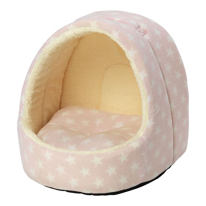 House Of Paws Pink Fleece Star Hooded Bed