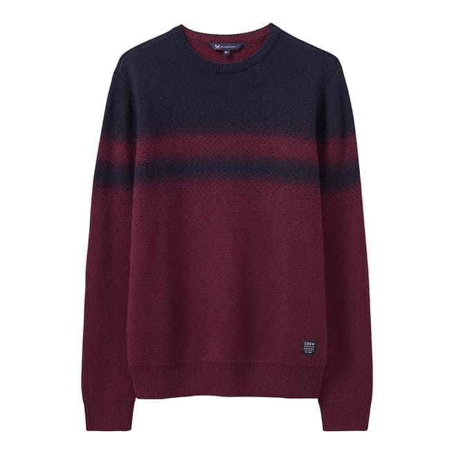 Crew Clothing Red/Navy Wool Blend Jumper