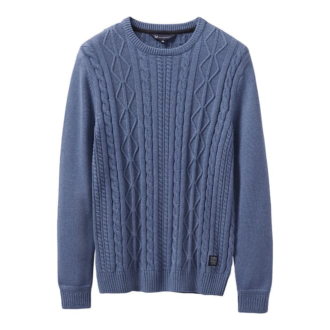 Crew Clothing Blue Northam Cable Jumper