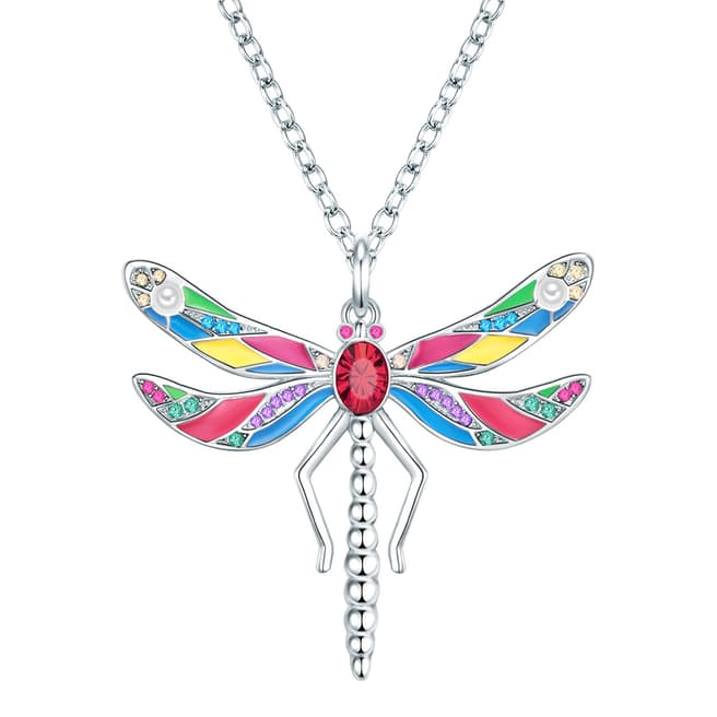 Saint Francis Crystals Silver Dragonfly Necklace with Swarovski Crystals